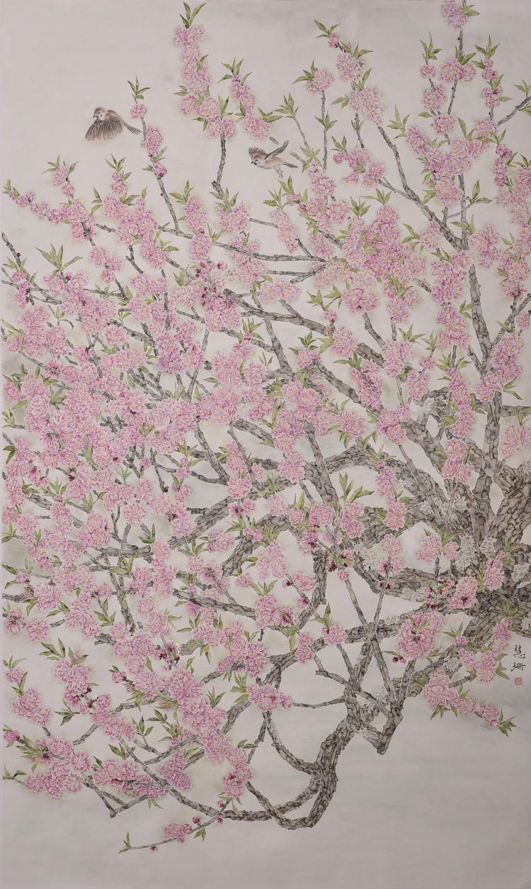 桃芳菲尺寸97×180cm纸本设色2013年.jpg